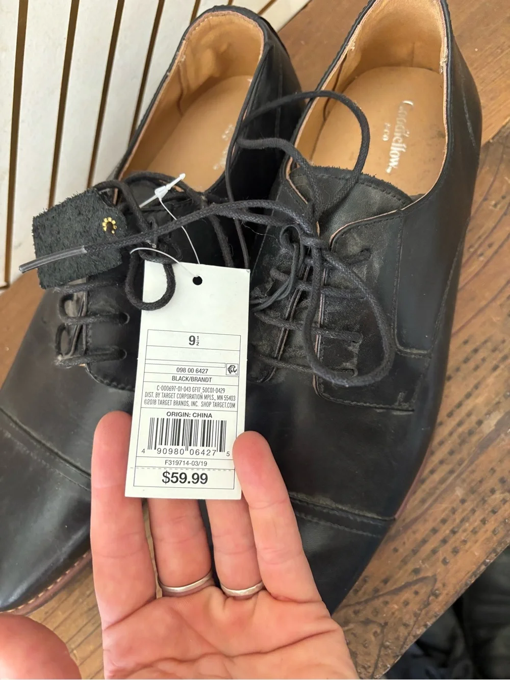 Goodfellow & Co Black Leather Cap-Toe Derby Shoes